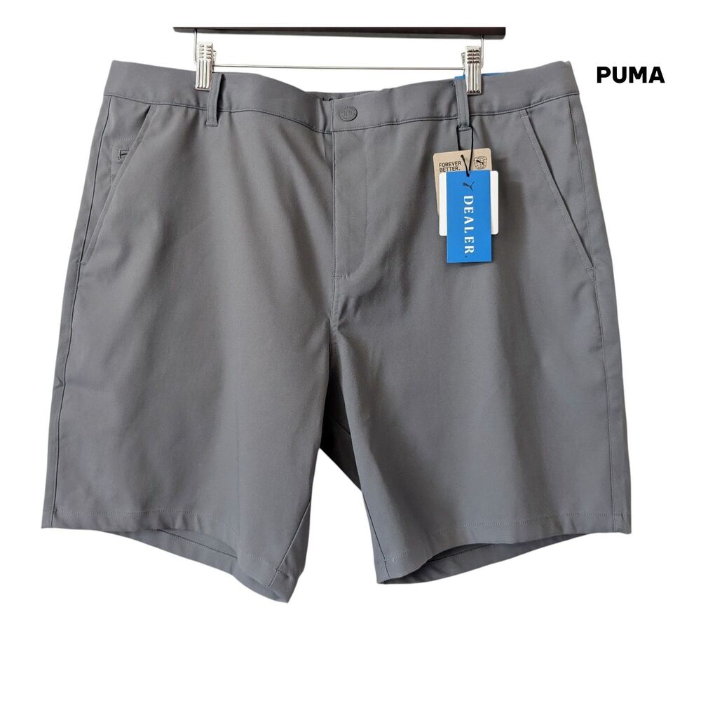 PUMA Dealer Golf Shorts Size 40 Gray 8" Inseam Stretch Performance NWT
